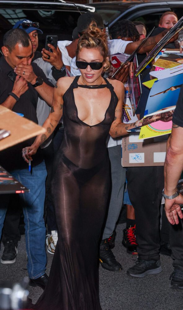 Miley Cyrus Nipples Out See Through Dress No Bra