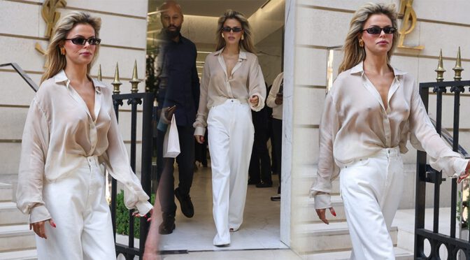 Braless Bombshell: Brooks Nader’s Nipples Steal the Show Outside YSL