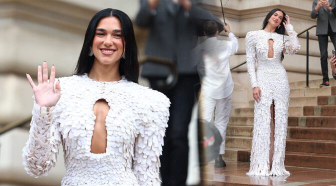 Dua Lipa Stuns in Elegant White Gown at Paris Fashion Week
