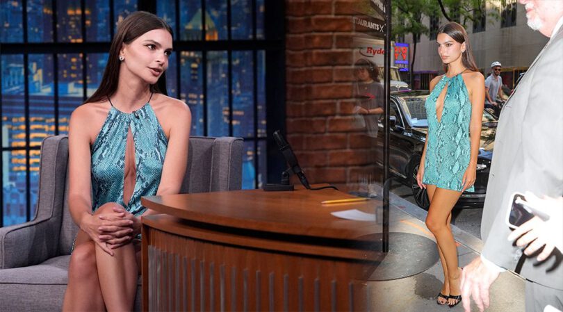 Emily Ratajkowski Flaunts Her Cleavage & Ass in Snake-Print Mini You Have to See