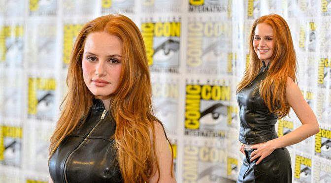 Red-Hot in Black: Madelaine’s Leather-Clad Boobs & Curves Steal Comic-Con