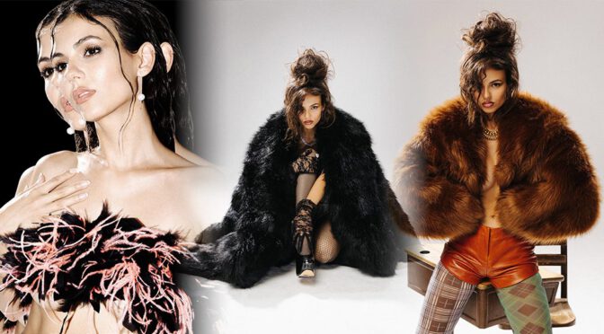 Victoria Justice Rocks Fishnets, Feathers & Fur in Bold New Editorial