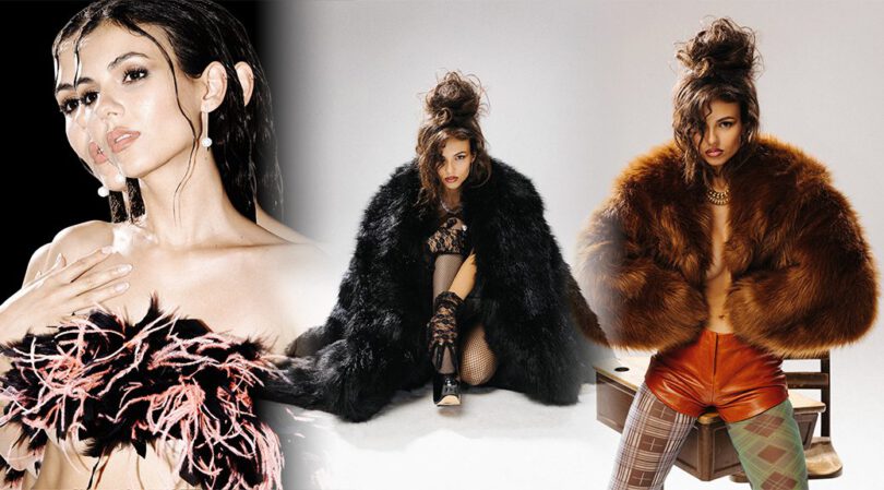 Victoria Justice Rocks Fishnets, Feathers & Fur in Bold New Editorial