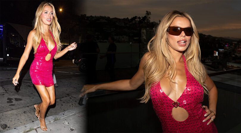 Brooks Nader Exposes Cleavage & Killer Curves in Hot Pink Mini Dress