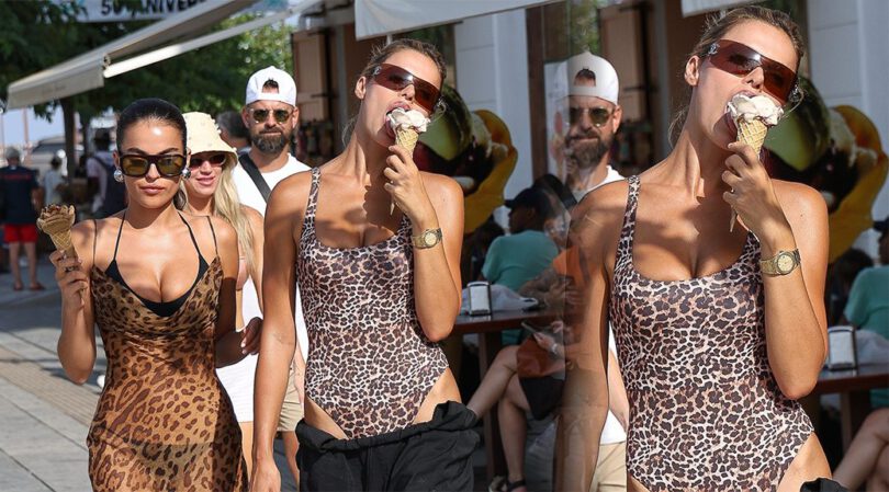Brooks Nader Shows Off Raw Sex Appeal in Skin-Tight Leopard One-Piece