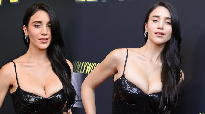 Caylee Cowan Stuns in Cleavage-Baring Dress at Hollywood Grit Premiere