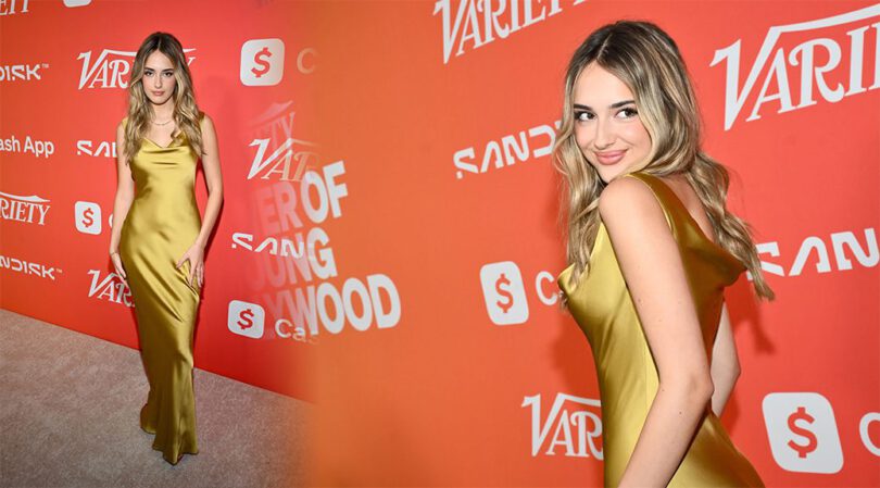 Julia Butters’ Gold Satin Dress Clings to Every Curve at Variety’s Young Hollywood
