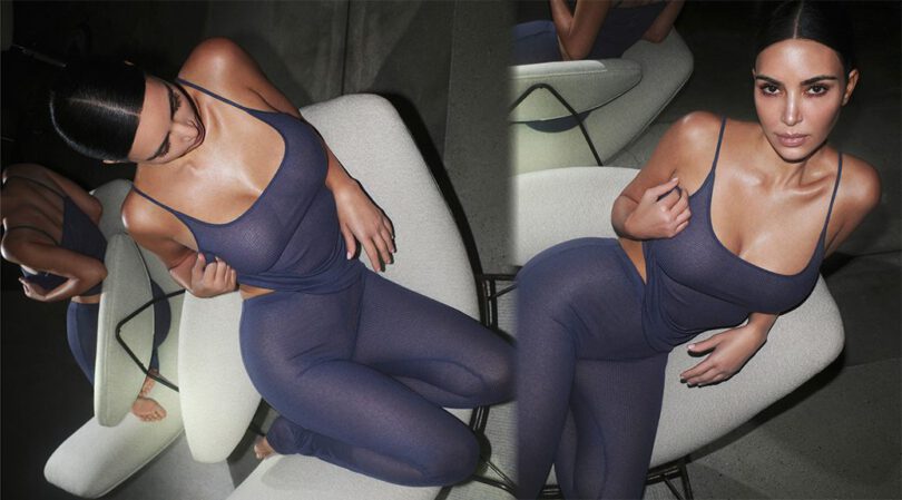 Kim Kardashian Rocks Sheer Blue Outfit in Sultry Photoshoot