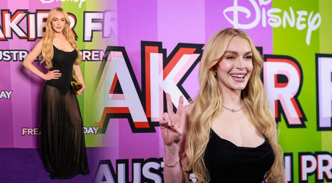 Lindsay Lohan Sizzles in See-Through Black Dress at “Freakier Friday” Aussie Premiere