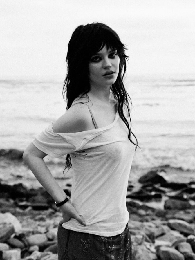 Sophie Thatcher Braless See Through Beach Shoot