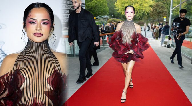 Becky G Barely Covered in Sheer See-Through Dress in Rotterdam