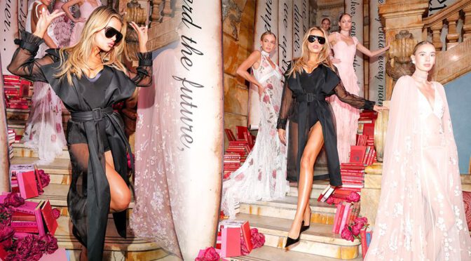 Brooks Nader Unleashes Busty Cleavage at alice + olivia Show