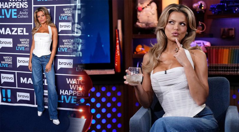 Brooks Nader Spills Out of Busty White Corset on WWHL