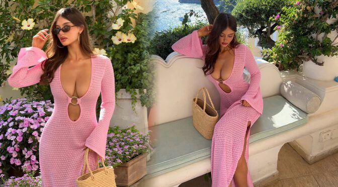 Ella Grace Cervetto Bursts Out in Pink Dress with Insane Cleavage