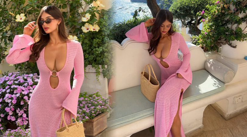 Ella Grace Cervetto Bursts Out in Pink Dress with Insane Cleavage