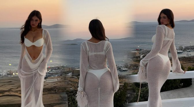 Bikini Bombshell Ella Cervetto in See-Through White Outfit