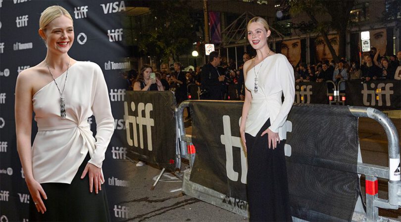 Elle Fanning’s Braless Nip-Tease Look at TIFF Red Carpet