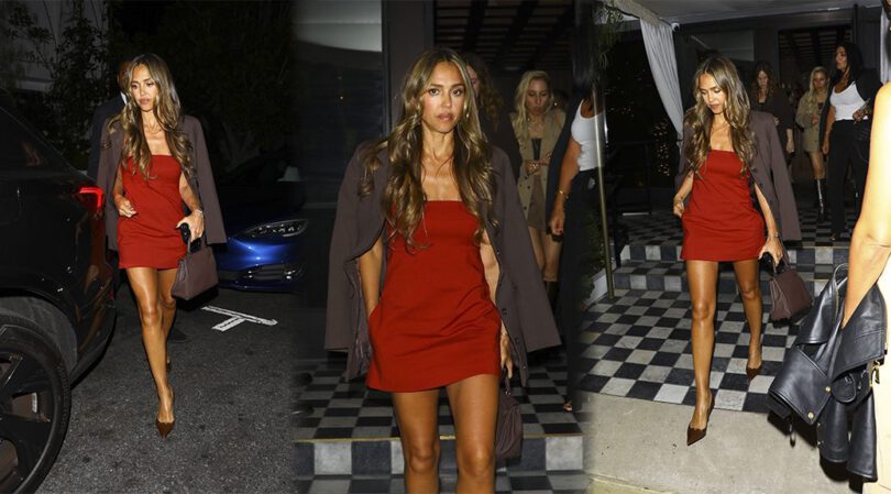 Jessica Alba’s Legs Steal the Night in Tiny Red Mini Dress