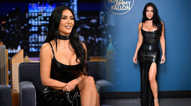 Kim Kardashian Latex Bombshell on Tonight Show