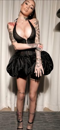 Bhad Bhabie Nipples Sheer Black Corset Dress