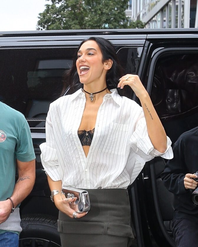 Dua Lipa Cleavage Lace Bra Nyc