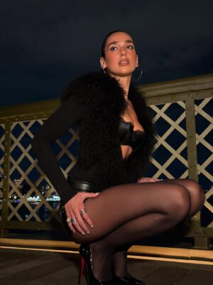 Dua Lipa Cleavage Legs Leather Shorts Nyc