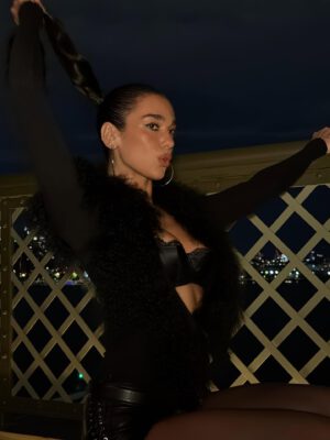 Dua Lipa Cleavage Legs Leather Shorts Nyc