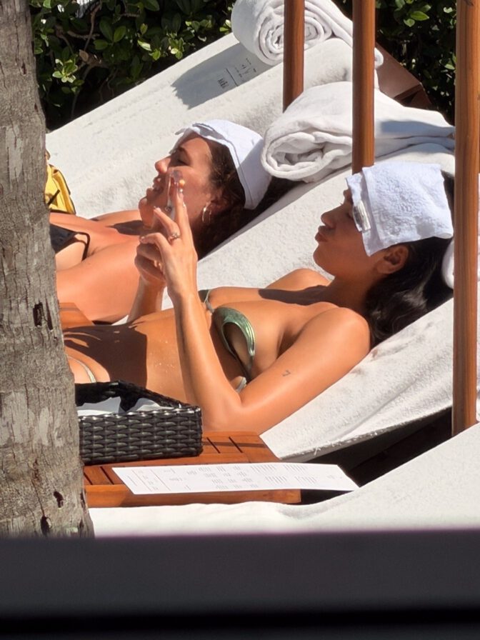 Dua Lipa Poolside Miami Bikini Underboob