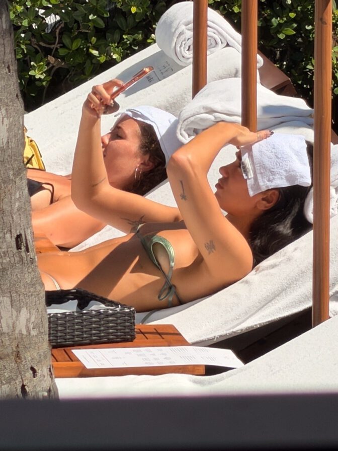 Dua Lipa Poolside Miami Bikini Underboob