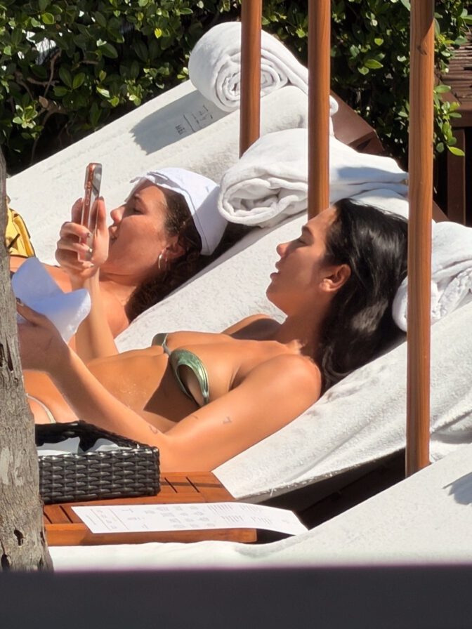 Dua Lipa Poolside Miami Bikini Underboob