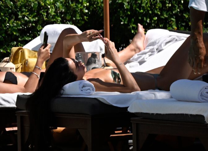 Dua Lipa Poolside Miami Bikini Underboob