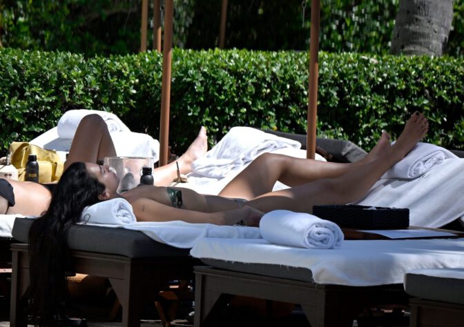 Dua Lipa Poolside Miami Bikini Underboob