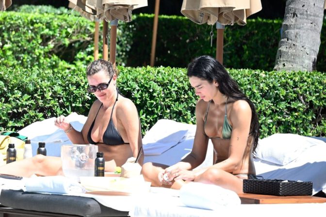 Dua Lipa Poolside Miami Bikini Underboob