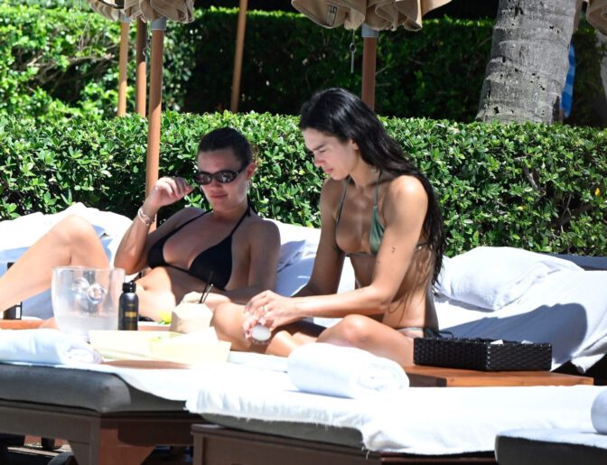 Dua Lipa Poolside Miami Bikini Underboob