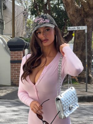 Ella Cervetto Busty Pink Bodysuit Cleavage Booty