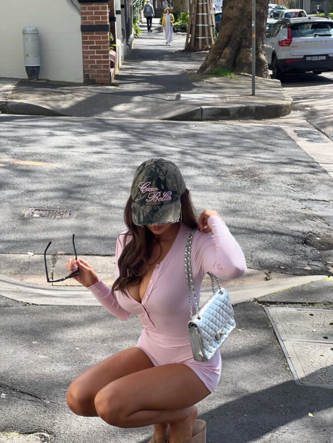 Ella Cervetto Busty Pink Bodysuit Cleavage Booty