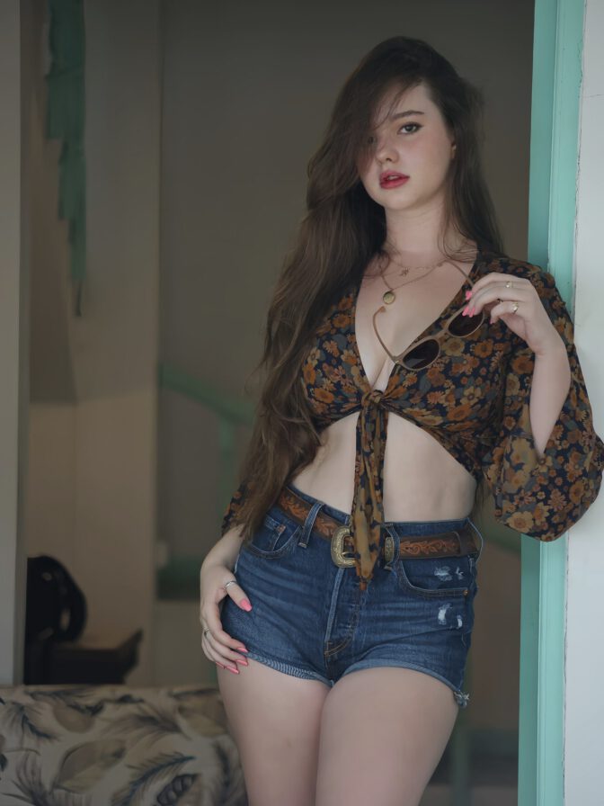 Isabella Ardley Cleavage Denim Shorts Boho Look