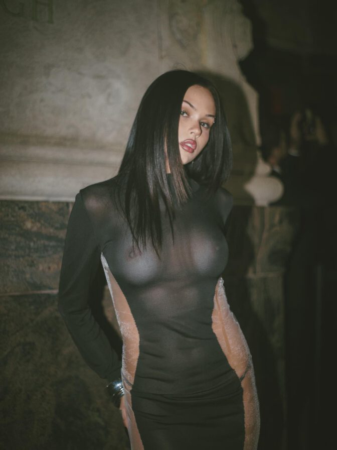 Maggie Lindemann Braless Nipples Exposed Nyfw