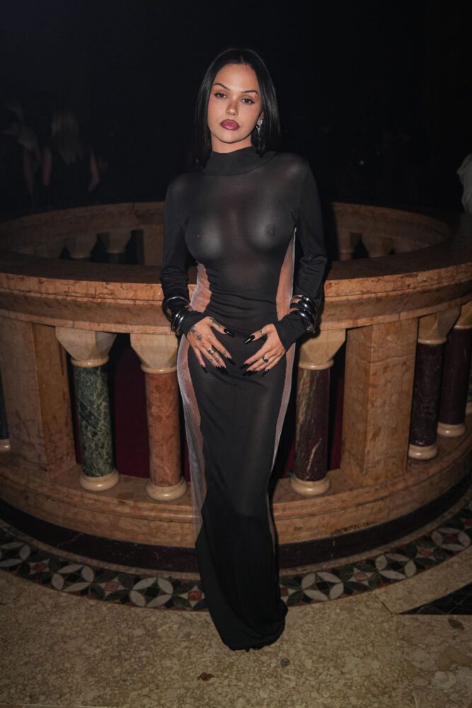 Maggie Lindemann Braless Nipples Exposed Nyfw