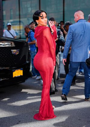 Saweetie Big Breasts Ass Red Dress Nyfw