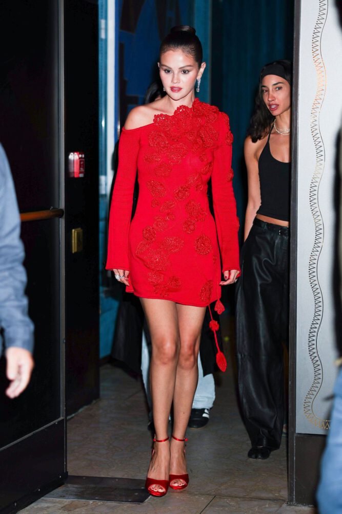Selena Gomez Red Mini Dress Hudson Yards