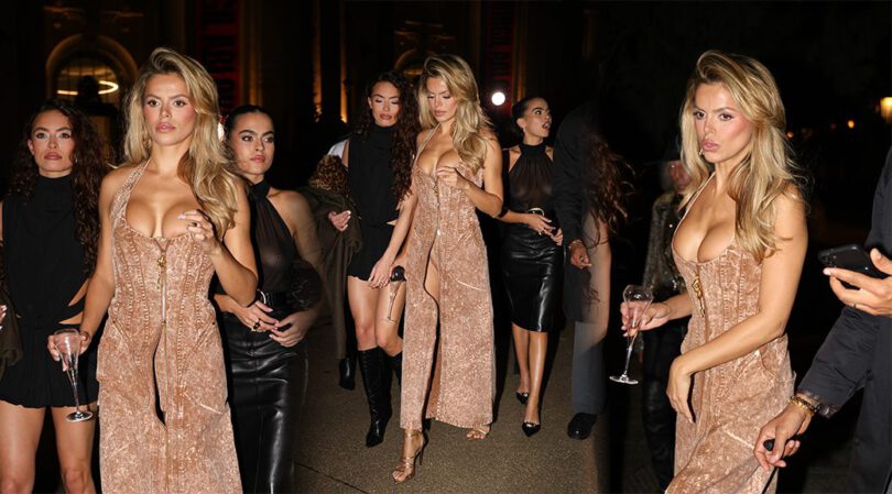Brooks Nader’s Barely-There Cleavage & Slit Slip Shock Paris Fashion Week
