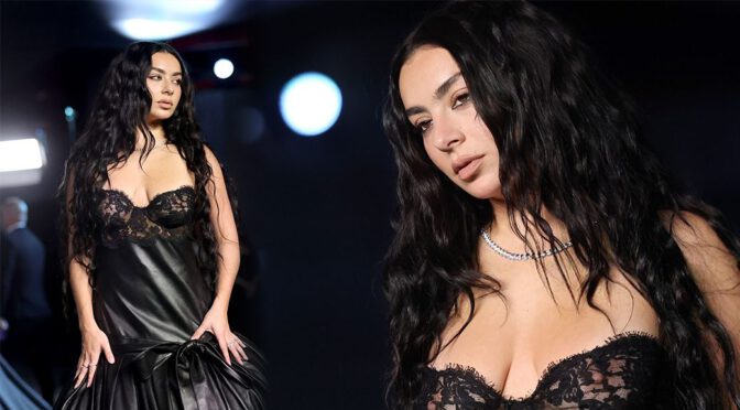 Charli XCX Unleashes Her Bust at Academy Gala in See-Through Lace