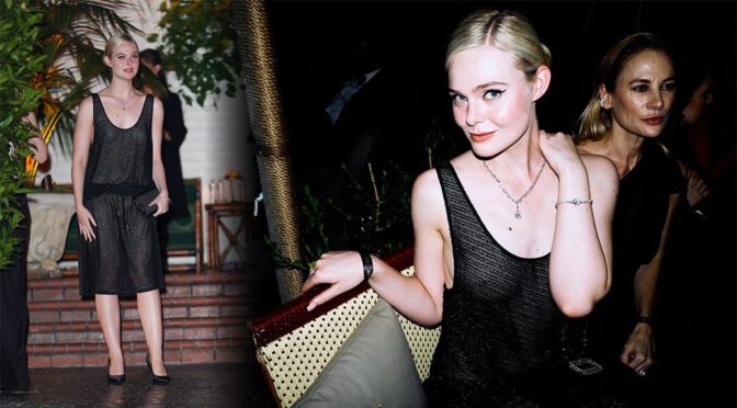 Elle Fanning Braless in See-Through Dress at Armani Party: Nipples Out!