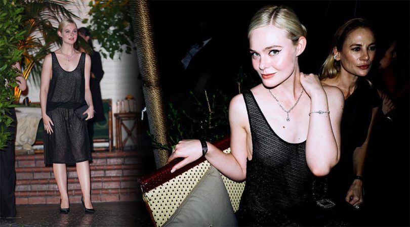 Elle Fanning Braless in See-Through Dress at Armani Party: Nipples Out!