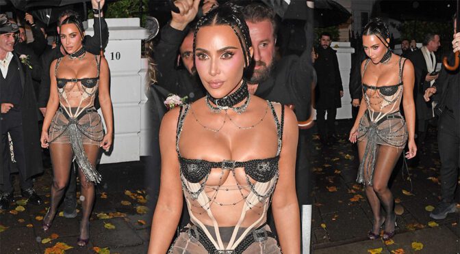 Kim Kardashian’s NSFW Mesh Dress – Cleavage & Curves on Full Display