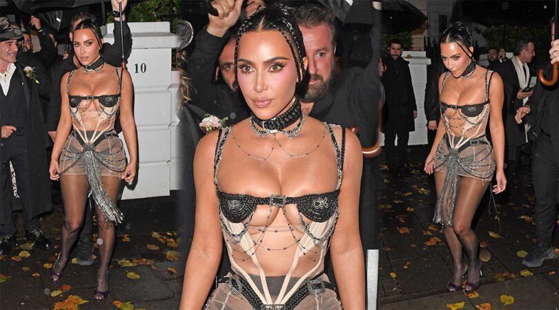 Kim Kardashian’s NSFW Mesh Dress – Cleavage & Curves on Full Display