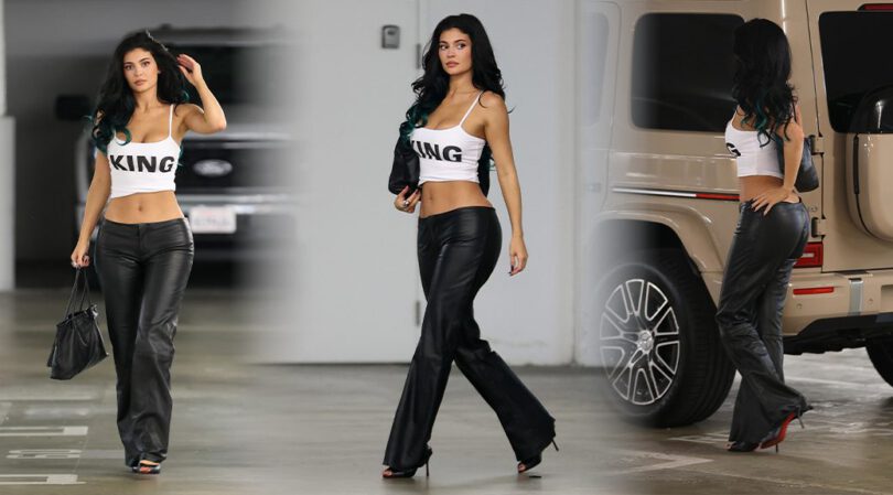 Kylie Jenner’s Cleavage Spills from “KING” Top – Leather-Clad Sex Appeal