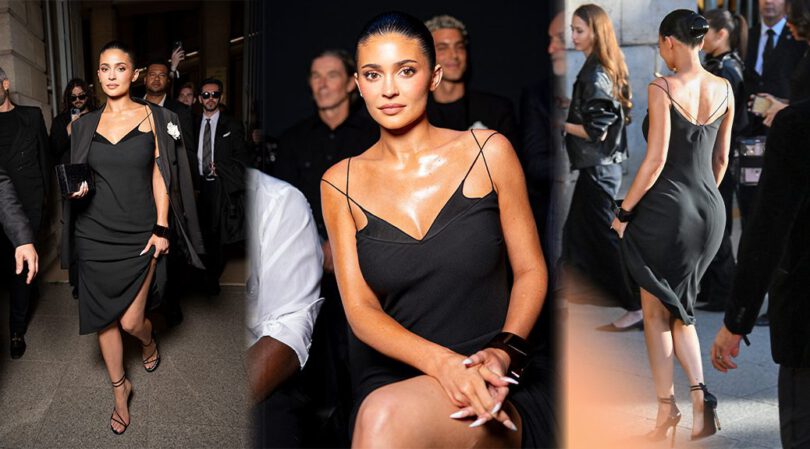 Kylie Jenner’s Ass Steals the Show in Black Slip Dress