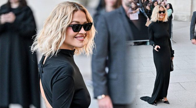 Rita Ora’s Braless Black Gown Steals Paris Fashion Week
